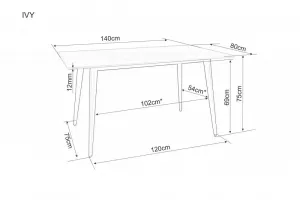 Signal Jídelní stůl Ivy 140 cm šedý/černý mat