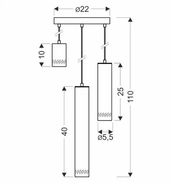 Závesná lampa TUBO 3xGU10 Candellux