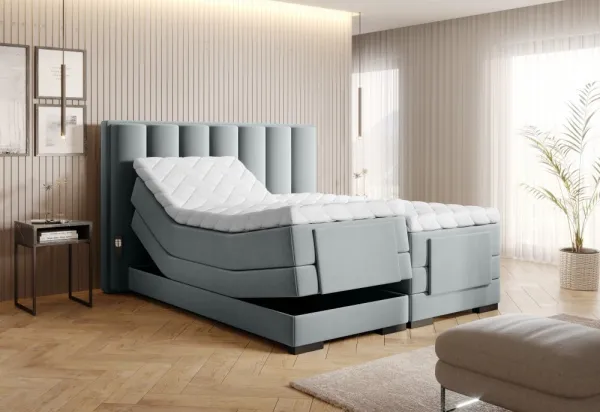 Elektrická polohovacia boxspringová posteľ VERONA Eltap Lukso 40 - modrá