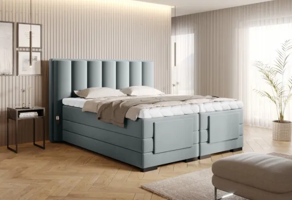 Elektrická polohovacia boxspringová posteľ VERONA Eltap Lukso 40 - modrá