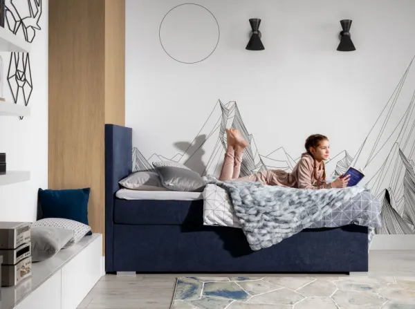 Boxspringová postel ROCCO 90 Eltap Soro 76 - modrá