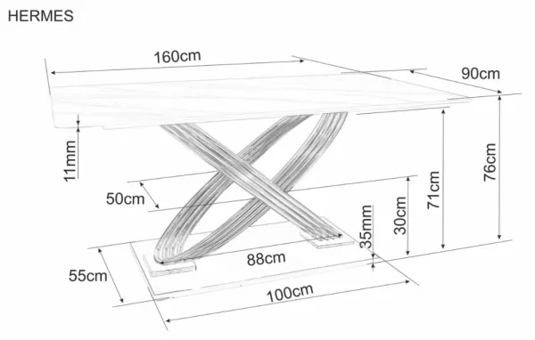 Signal Jídelní stůl Hermes 160 cm bílý mramor/zlatý