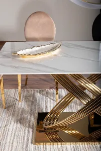 Signal Jídelní stůl Hermes 160 cm bílý mramor/zlatý