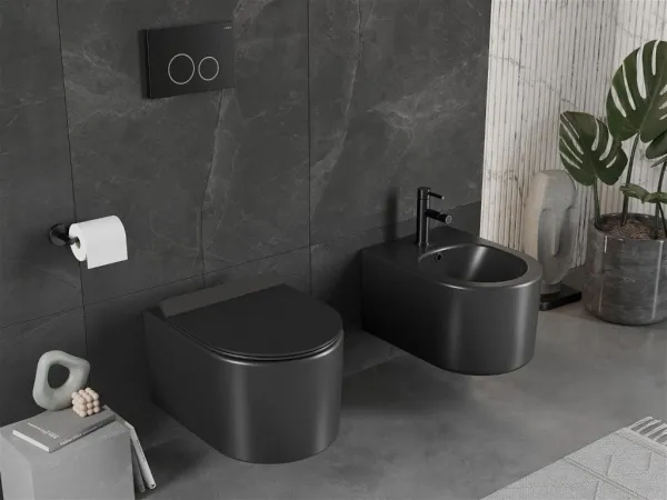 Závěsný WC set MEXEN SOFIA 36 cm s prkénkem SLIM černý