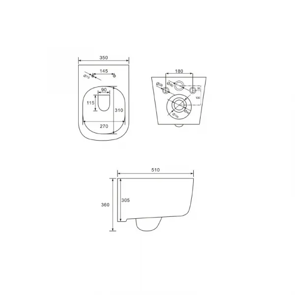 Závěsný WC set MEXEN STELLA 35 cm s prkénkem SLIM DRED bílý