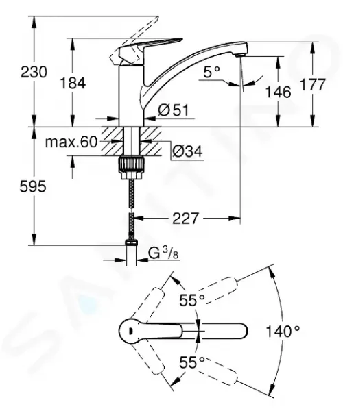 GROHE GROHE - QuickFix Start Drezová batéria, chróm 30530002