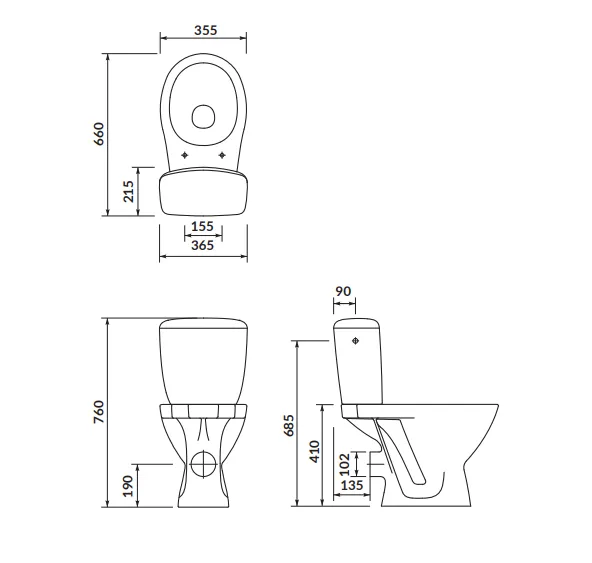 CERSANIT - WC KOMBI KASKADA 203 010 3/6 SEDADLO POLYPROPYLÉNOVÉ K100-206
