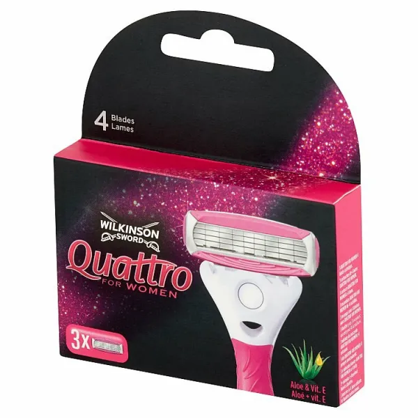 Wilkinson Sword Quattro for Women Aloe & Vit. E náhradné žiletky 3 ks