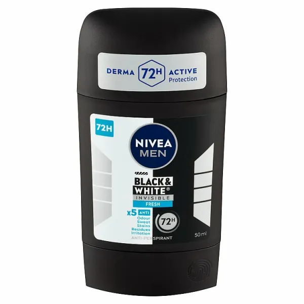 Nivea Men Black & White Invisible Fresh tuhý antiperspitant pre mužov 50 ml