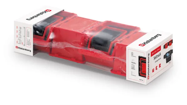 Prosperplast Sada úložných boxů s lištou na zeď SETRUK 58 x 23,5 x 13 cm černo-červená