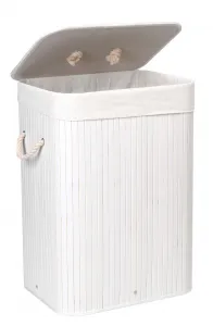 Bambusový kôš s vekom 80L 1 priehradka biela