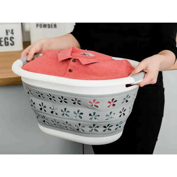 Oválna skladacia misa 50 x 37 cm bielo-sivá OVAL COMPACT 25L