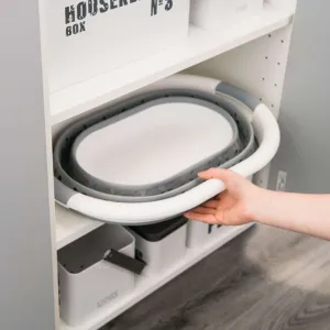 Oválna skladacia misa 50 x 37 cm bielo-sivá OVAL COMPACT 25L