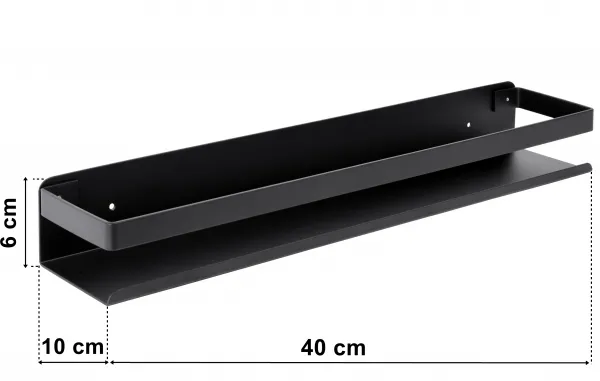 Loftová kúpeľňová polička Megara 40 cm čierna