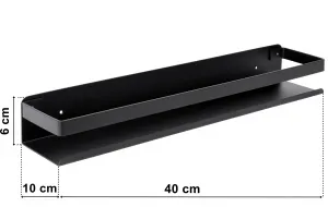 Loftová kúpeľňová polička Megara 40 cm čierna