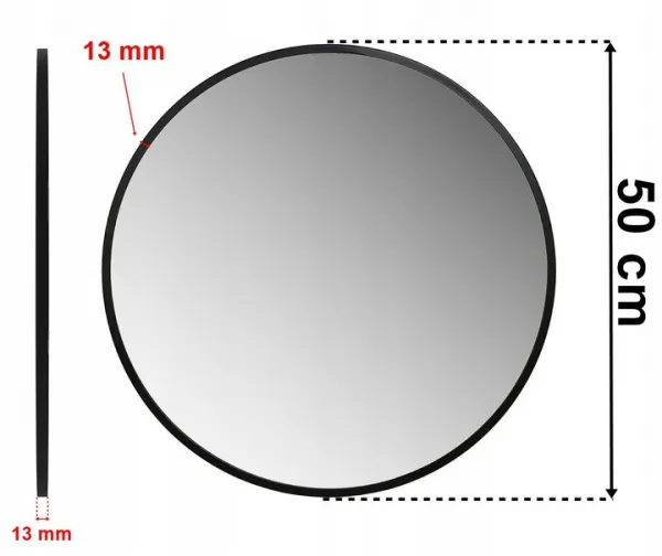 Moderné zrkadlo Sander 50 cm čierne