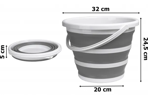 Asmar 10 litrové kompaktné skladacie vedro 32 cm bielo-sivé
