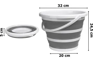 Asmar 10 litrové kompaktné skladacie vedro 32 cm bielo-sivé