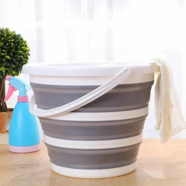Asmar 10 litrové kompaktné skladacie vedro 32 cm bielo-sivé