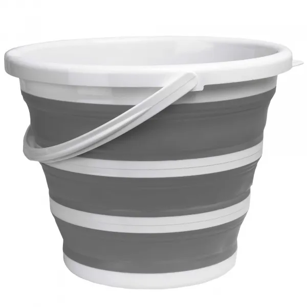 Asmar 10 litrové kompaktné skladacie vedro 32 cm bielo-sivé