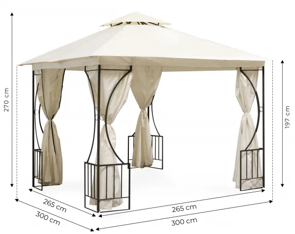 Záhradný altánok Outsunny s moskytiérou 3x3m BEIGE