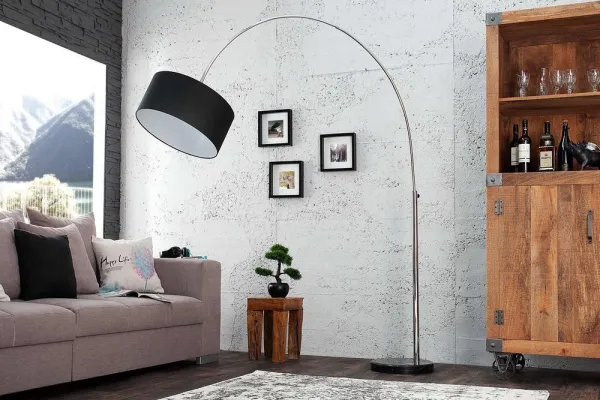LuxD 16845 Dizajnová stojanová lampa Arch čierna Stojanové svietidlo