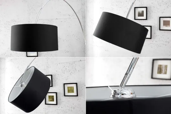 LuxD 16845 Dizajnová stojanová lampa Arch čierna Stojanové svietidlo