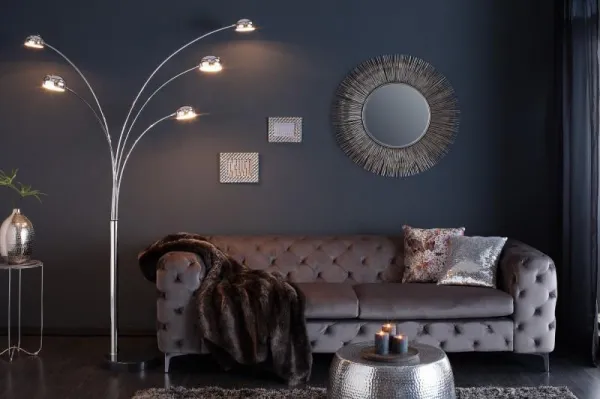 Stojací lampa QUITO Dekorhome Chróm
