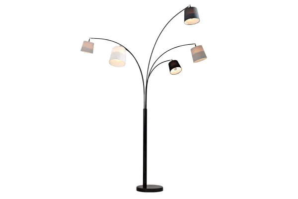 Stojací lampa LANSING Dekorhome Biela / sivá