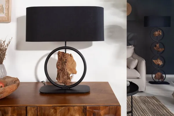 LuxD 24203 Dizajnová stolná lampa Factor 55 cm čierna - akácia