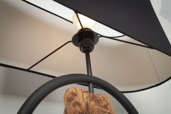 LuxD 24203 Dizajnová stolná lampa Factor 55 cm čierna - akácia