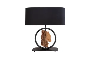 LuxD 24203 Dizajnová stolná lampa Factor 55 cm čierna - akácia