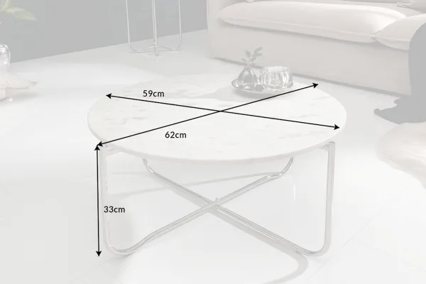 LuxD Dizajnový konferenčný stolík Tristen 62 cm mramor biely