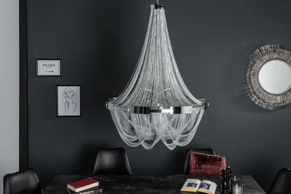 LuxD 21153 Dizajnový luster Finn, 70 cm, strieborný závesné svietidlo
