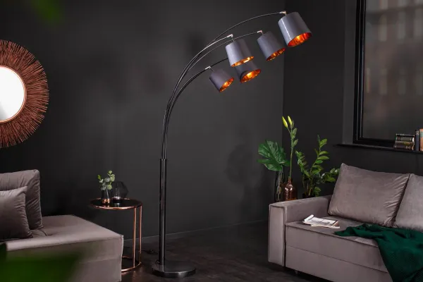 Stojací lampa LANSING Dekorhome Čierna / zlatá