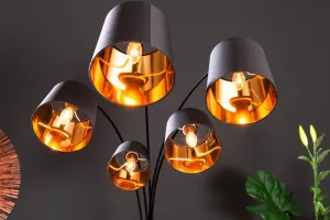 Stojací lampa LANSING Dekorhome Čierna / zlatá