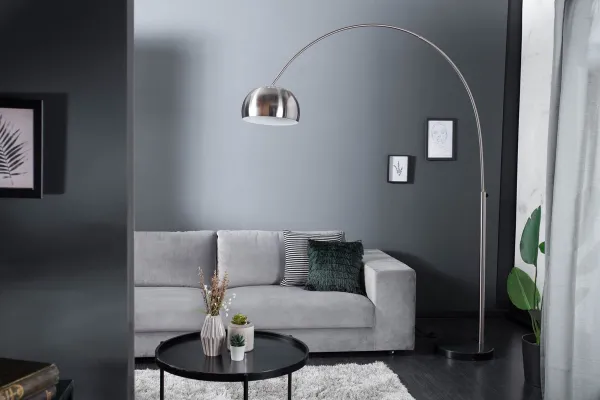 Stojaca lampa BANGUI 170 - 210 cm Dekorhome Strieborná / čierna