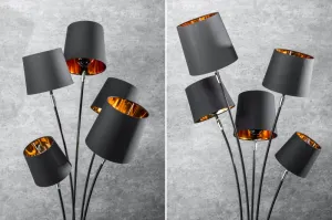 Stojací lampa LANSING Dekorhome Čierna / zlatá