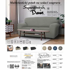 Poťah na sedačku multielastický, Denia, modrý štvorkreslo - š. 220 - 260 cm