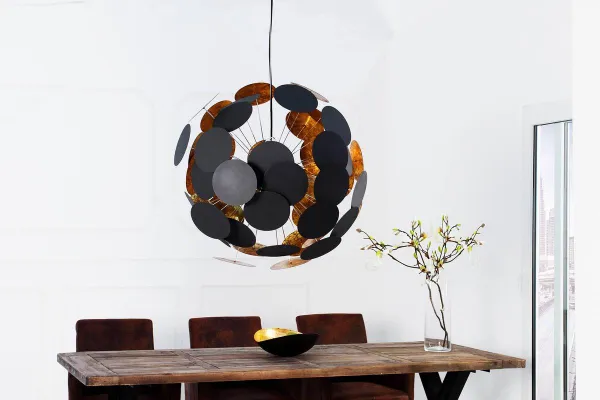 Závesná lampa MALABO Dekorhome Čierna / zlatá