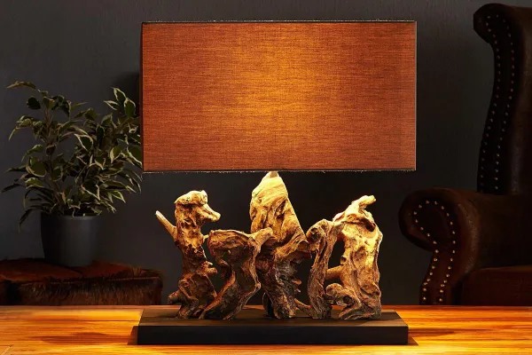 LuxD 17115 Stolná lampa z naplaveného dreva NATURE