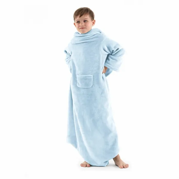 Detská deka s rukávmi DecoKing Lazy svetlomodrá, velikost 90x105