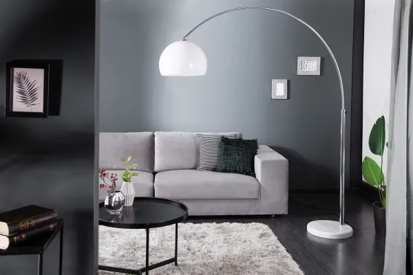 Stojaca lampa BANGUI 175 - 205 cm Dekorhome Biela