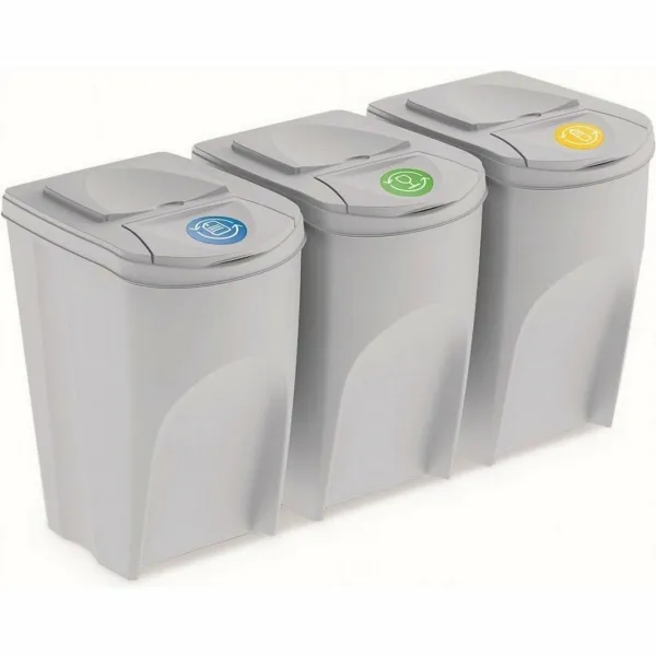 Kôš na triedený odpad Sortibox 35 l, 3 ks​, popolavo sivá