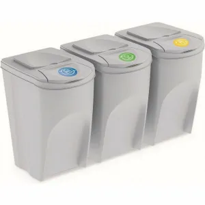 Kôš na triedený odpad Sortibox 35 l, 3 ks​, popolavo sivá