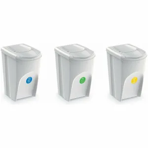 Kôš na triedený odpad Sortibox 35 l, 3 ks​, popolavo sivá