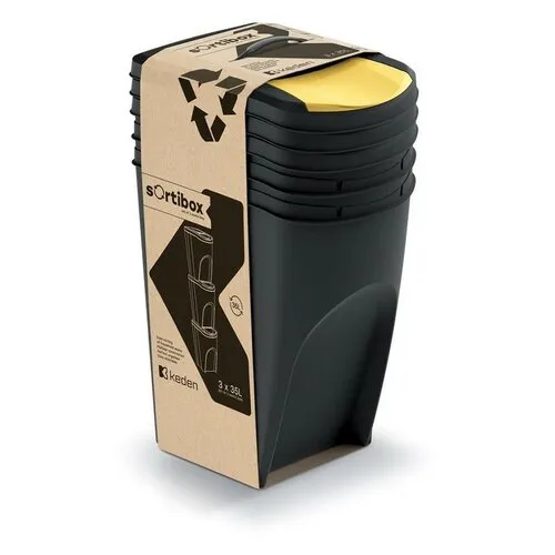 Kôš na triedený odpad Sortibox 35 l, 3 ks​, čierna