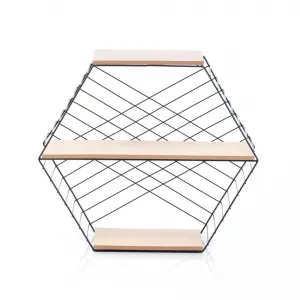 Homede Polica Hexagon Alva prírodná, 51 x 17 x 45 cm