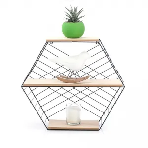 Homede Polica Hexagon Alva prírodná, 51 x 17 x 45 cm