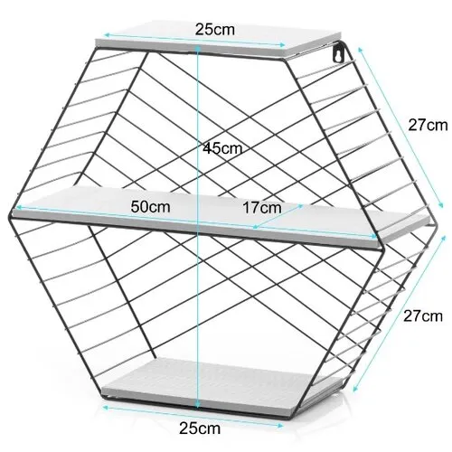 Homede Polica Hexagon Alva prírodná, 51 x 17 x 45 cm